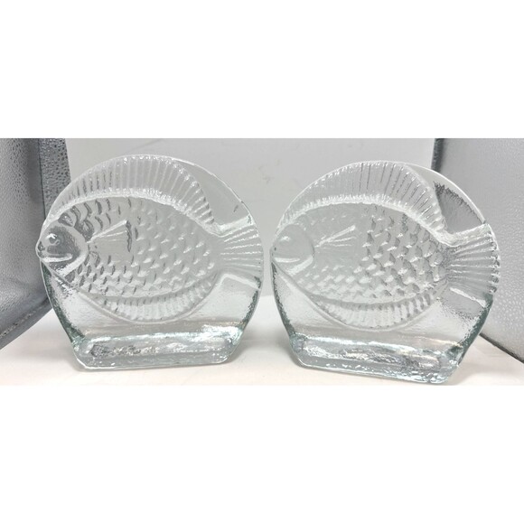 pilgrim glass Other - Pair 2 vintage Pilgrim Glass fish bookends from the 1970s 3D nautical ocean